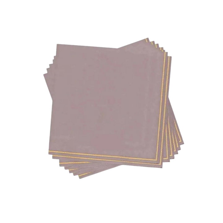 Mauve with Gold Stripe Napkins - 2 Sizes