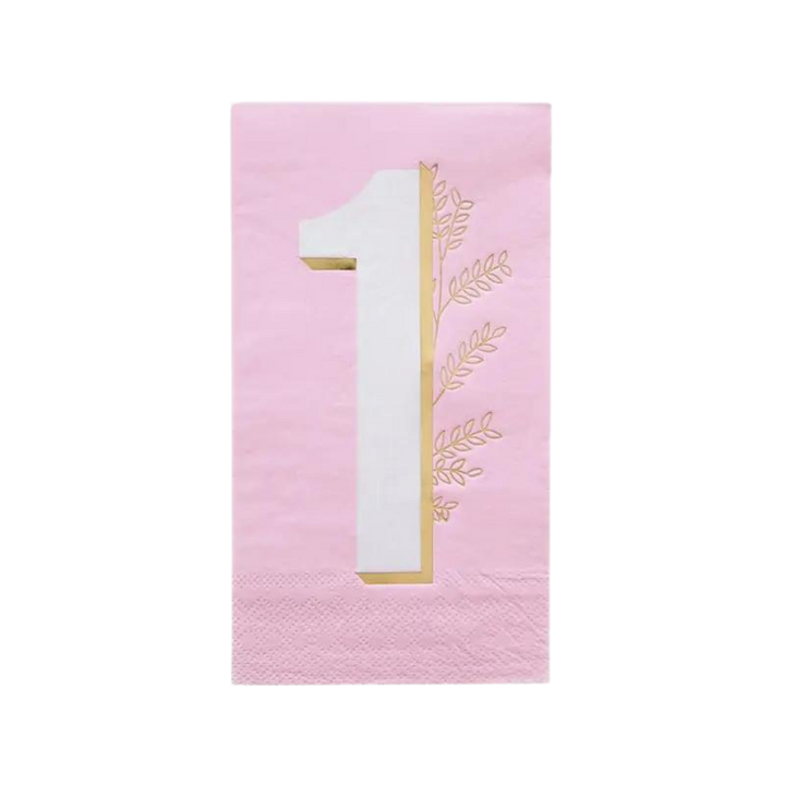 Pink and White Milestone Onederland Guest Napkins