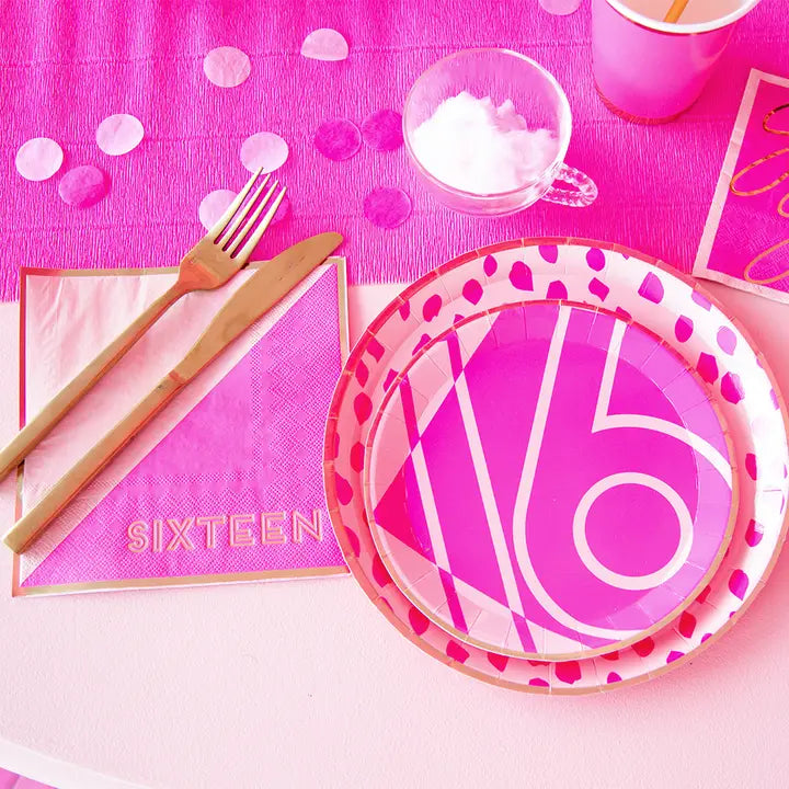 Pink and Gold Milestone Sweet "16" Cocktail Napkins