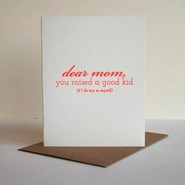 Mom Kid - Letterpress Mother's Day Greeting Card