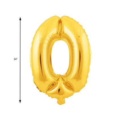 Mylar Balloon Number 0 - Gold 34"