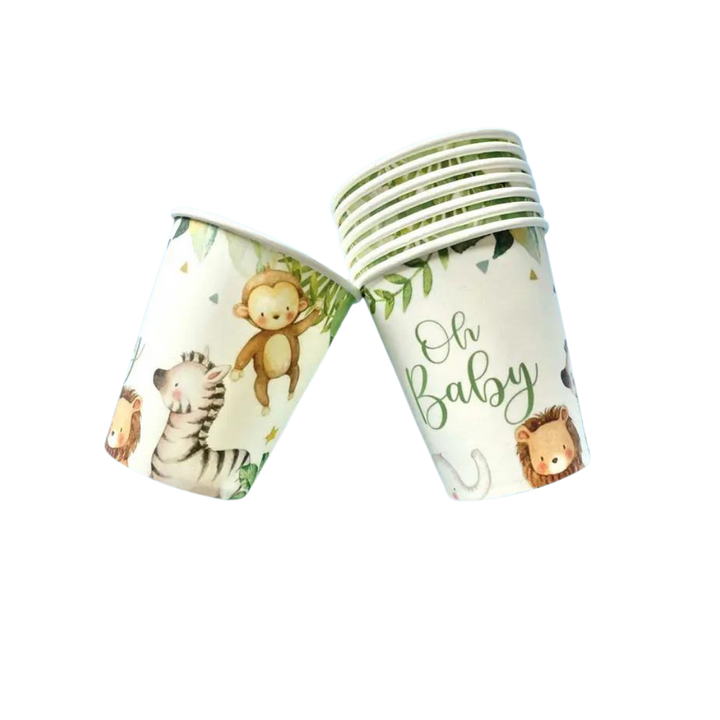 White and Green Oh Baby Safari Animal Cups