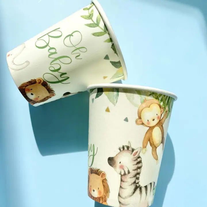 White and Green Oh Baby Safari Animal Cups