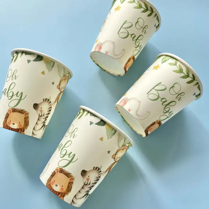 White and Green Oh Baby Safari Animal Cups