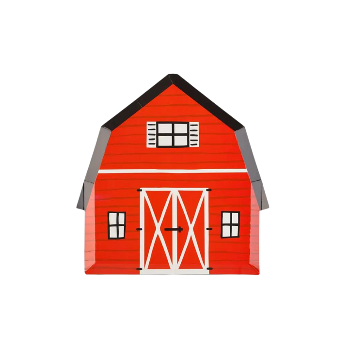 Red On the Farm Barn Shaped Large Dinner Plates