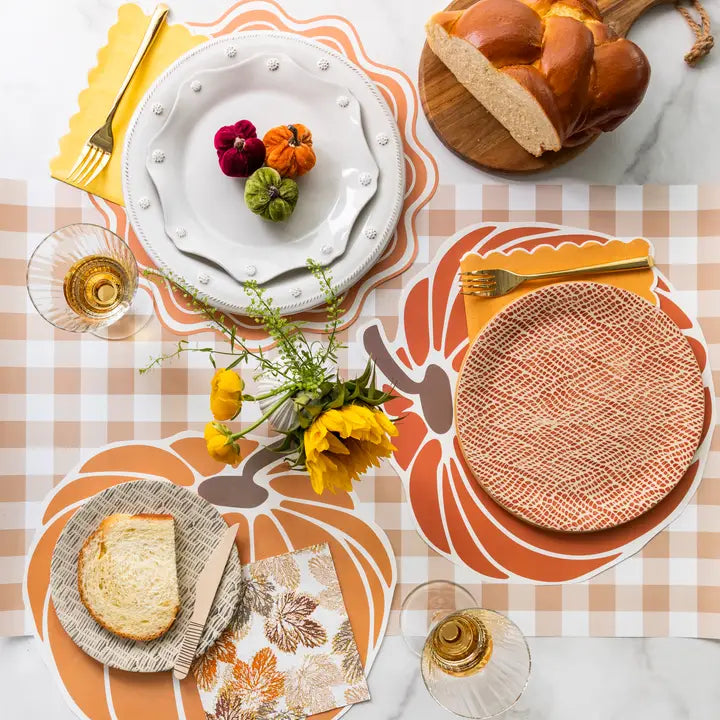 Orange Gingham Paper Table Runner