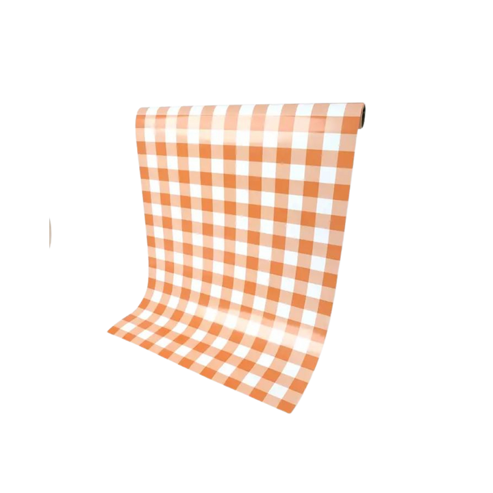 Orange Gingham Paper Table Runner