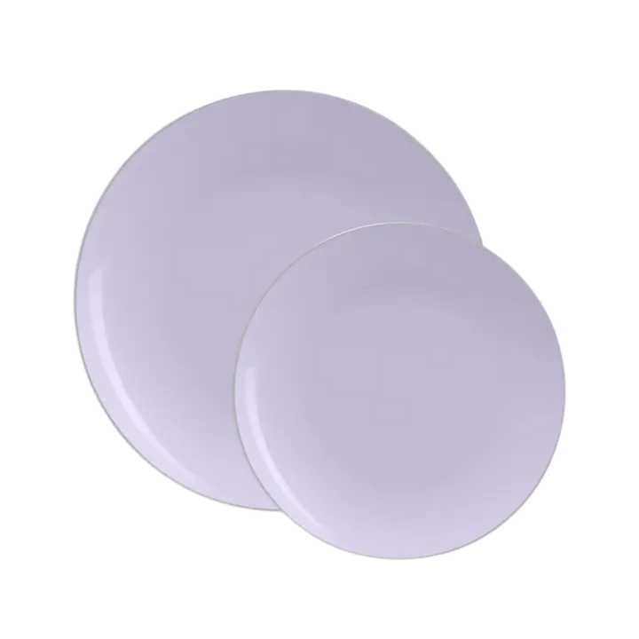 Lavender Gold Rimmed Plastic Plates - 2 Sizes