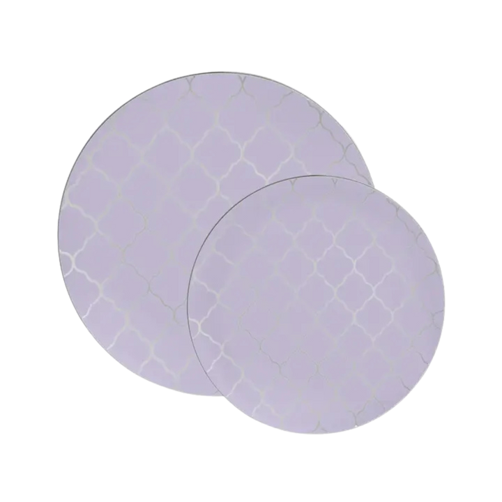 Lavender Silver Rimmed Plastic Plates - 2 Sizes