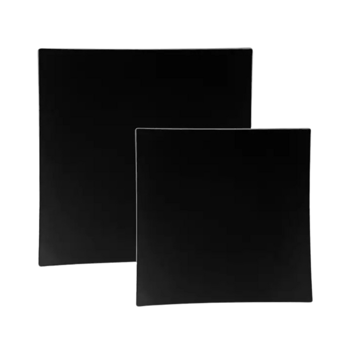 Black Square Silver Rimmed Plastic Plates - 2 Sizes