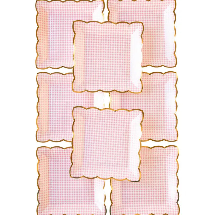 Pink Gingham Plate