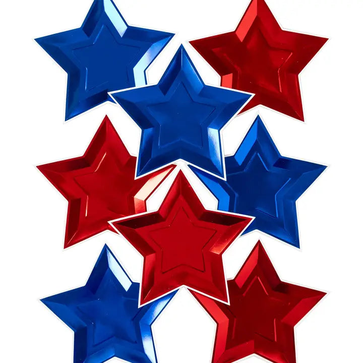 Blue and Red Foil Star Shaped Paper Plate (10 pk)