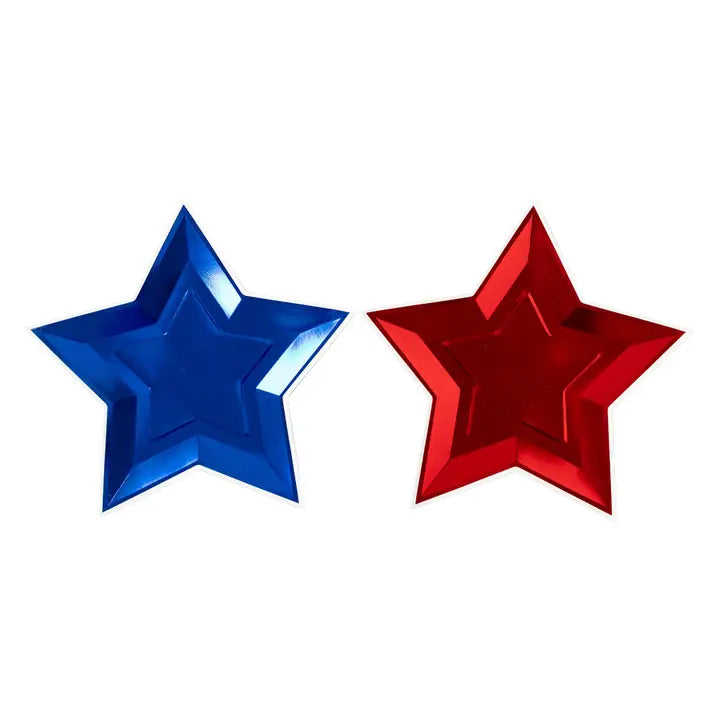 Blue and Red Foil Star Shaped Paper Plate (10 pk)