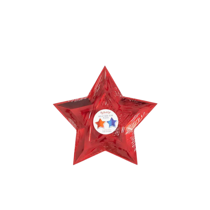 Blue and Red Foil Star Shaped Paper Plate (10 pk)