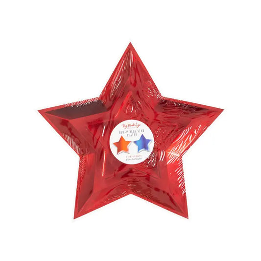 Blue and Red Foil Star Shaped Paper Plate (10 pk)