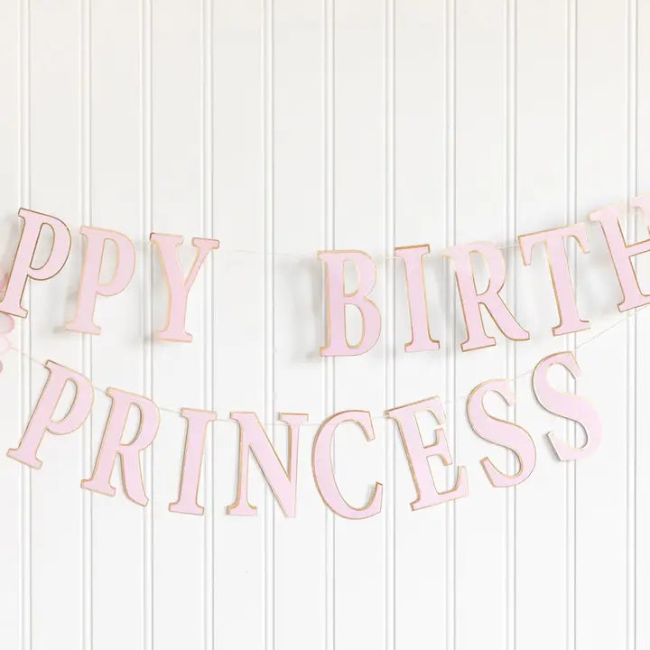 Pink and Gold Princess "Happy Birthday" Banner