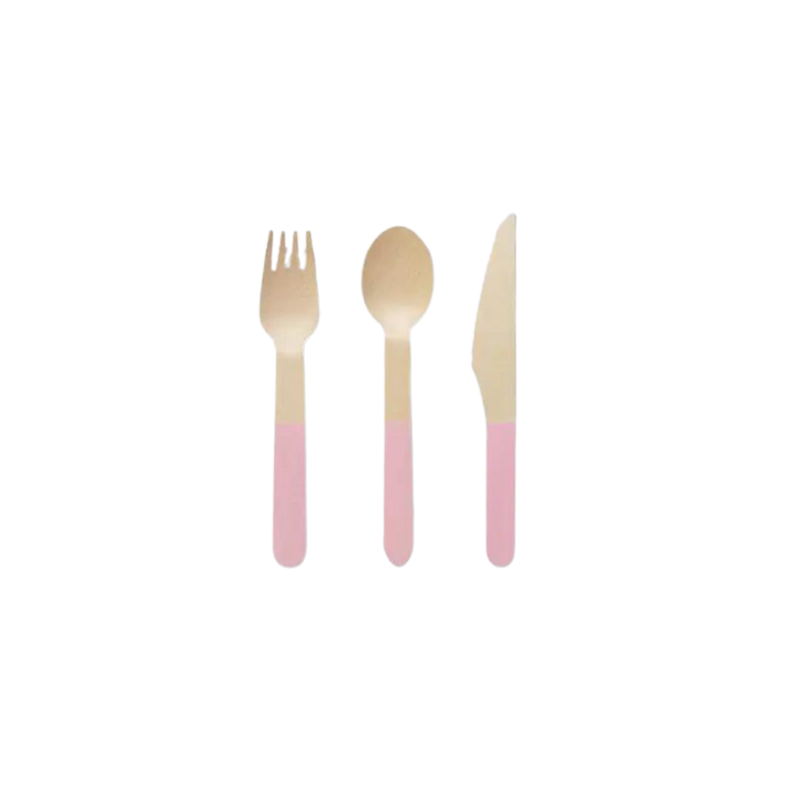 Pale Pink Wooden Cutlery Set - 30 pcs