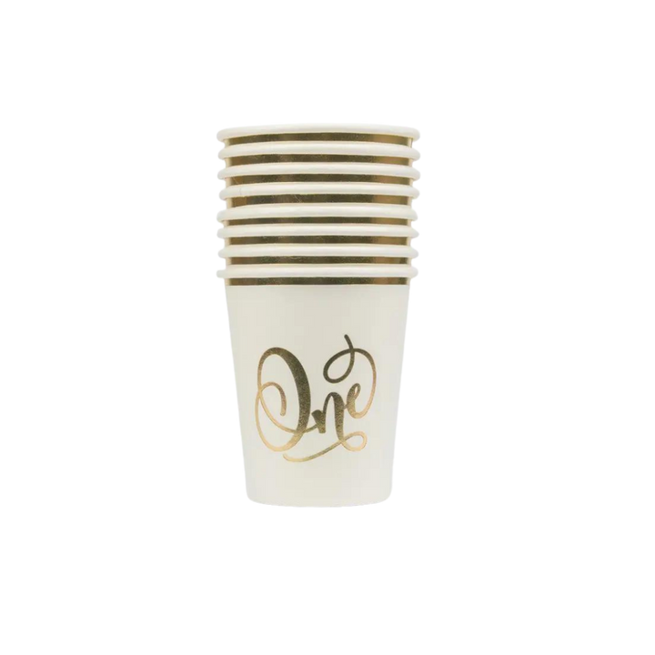 White and Gold "One" Cups