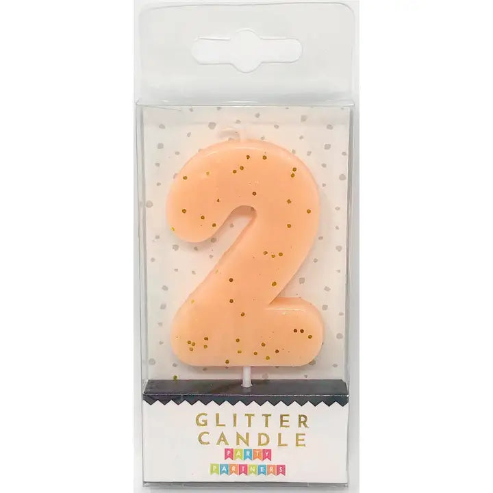 Pastel Glitter Number Candle 0-9