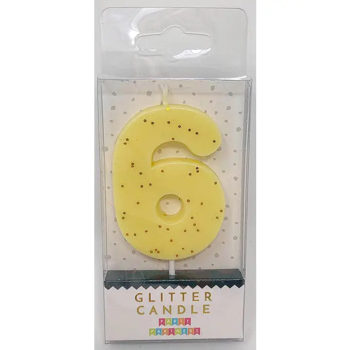 Pastel Glitter Number Candle 0-9