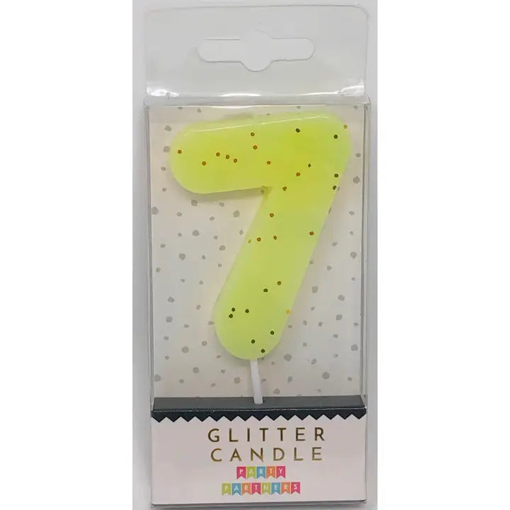 Pastel Glitter Number Candle 0-9