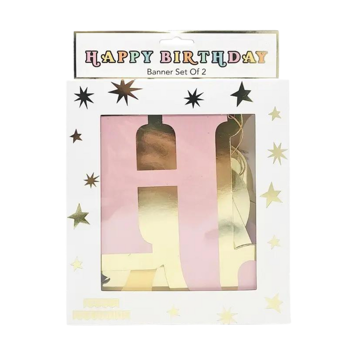 Pink and Gold "Happy Birthday" Banner