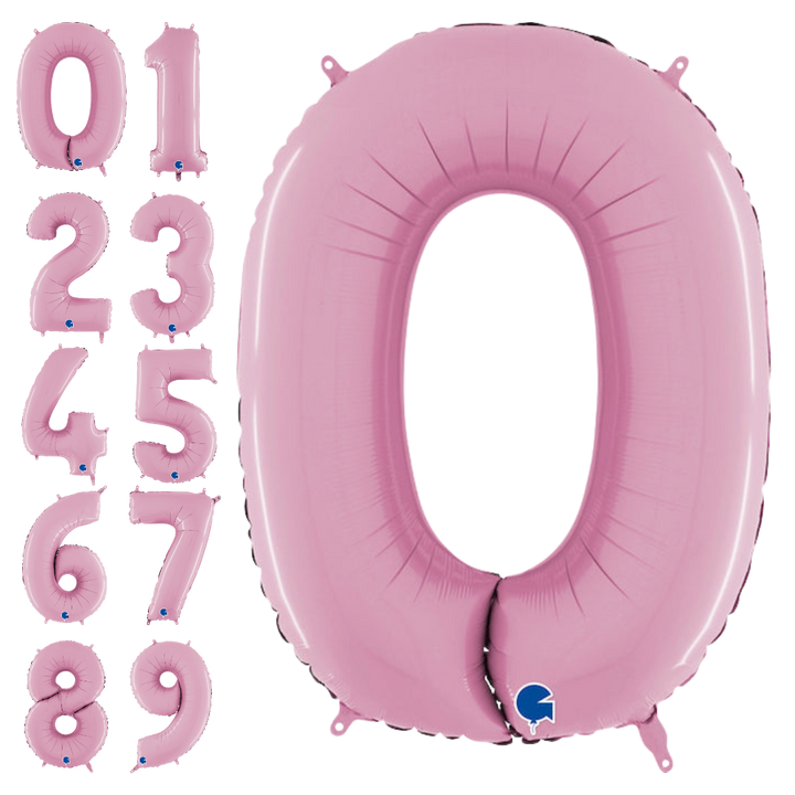 Pastel Pink Midsize Number 0-9 Foil Balloon, 26in