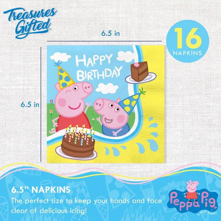 Blue and Yellow Peppa Pig "Happy Birthday" Dinner Napkins