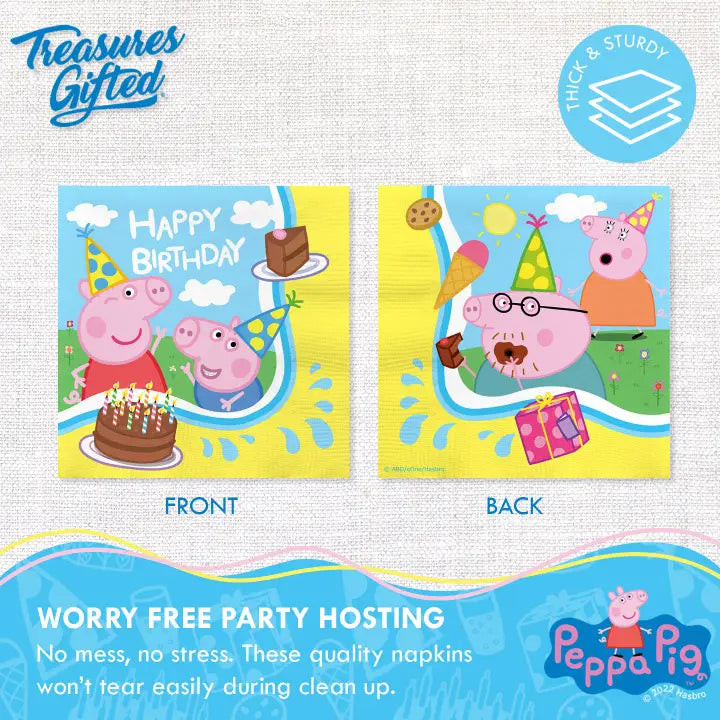 Blue and Yellow Peppa Pig "Happy Birthday" Dinner Napkins