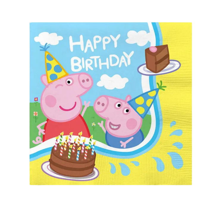 Blue and Yellow Peppa Pig "Happy Birthday" Dinner Napkins