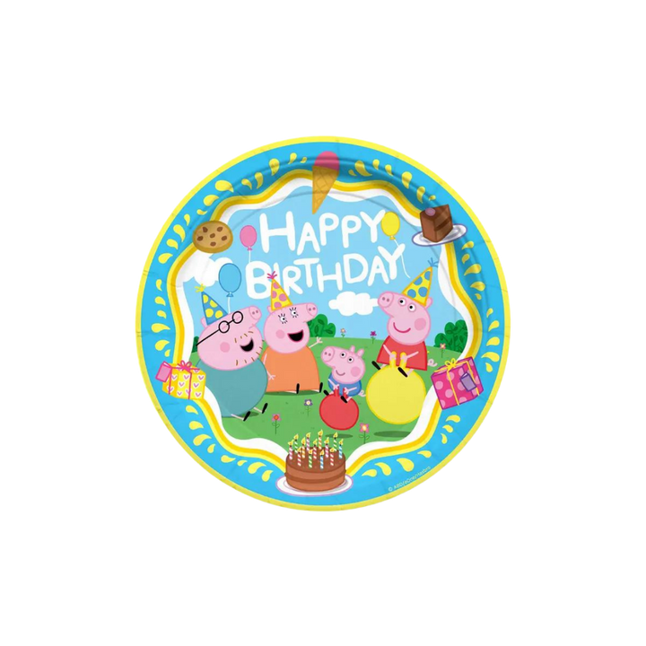 Yellow and Blue Peppa Pig "Happy Birthday" Plates - 2 Sizes