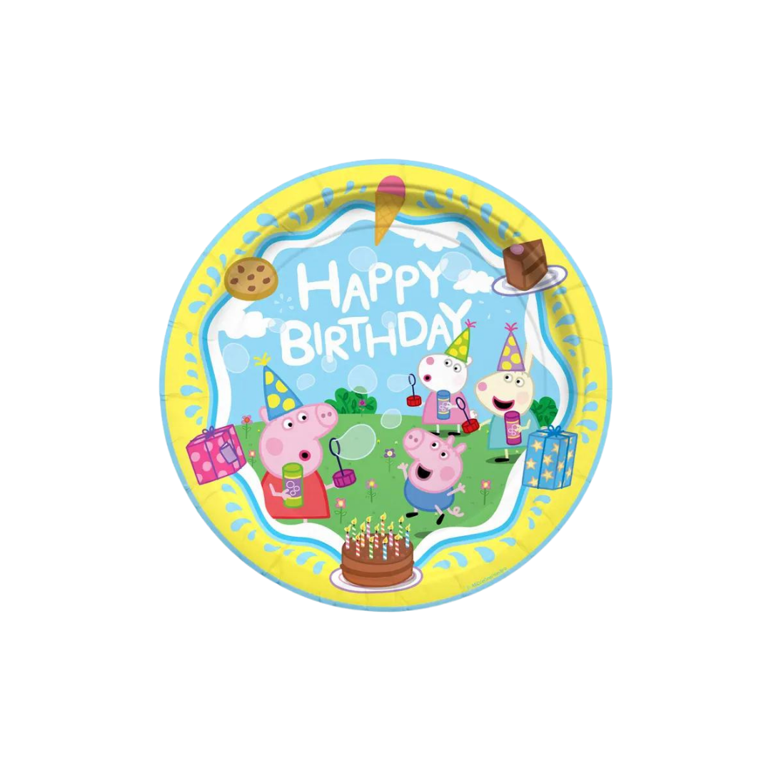 Yellow and Blue Peppa Pig "Happy Birthday" Plates - 2 Sizes