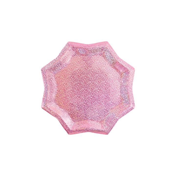 Pink Glitter Starburst Large Dinner Plates