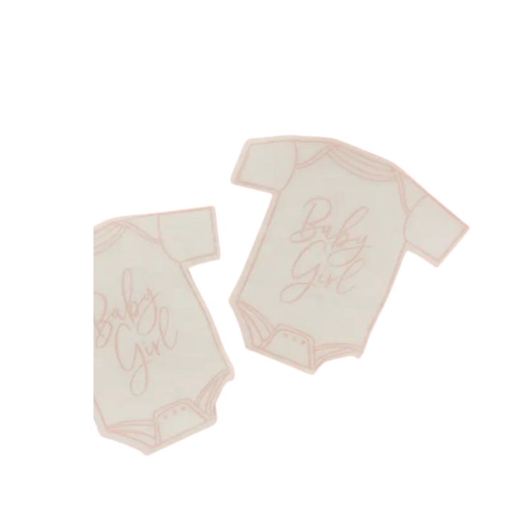 Pink 'Baby Girl' Babygrow Paper Napkins 16 Pack