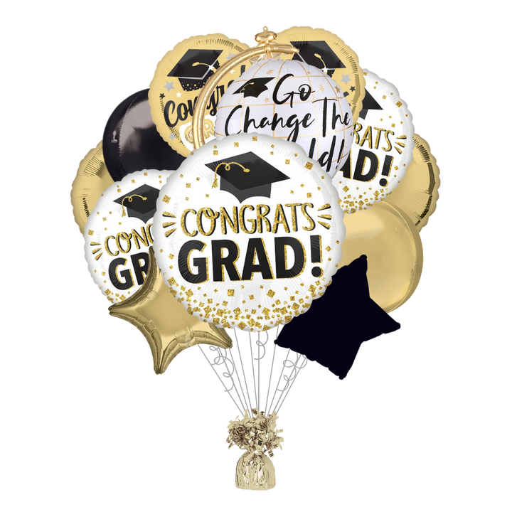 Gold Glitter Congrats Grad Balloon Bundle