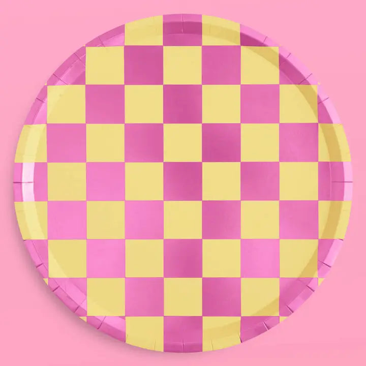 Preppy Smiley Party Plates, Birthday Decorations, Pink Retro