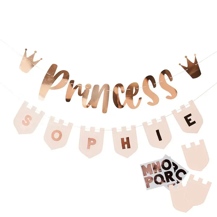 Princess Banner With Personalized Flags - (15pk)