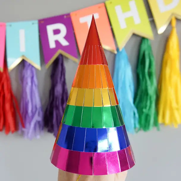 Rainbow Party Hats - (6pk)