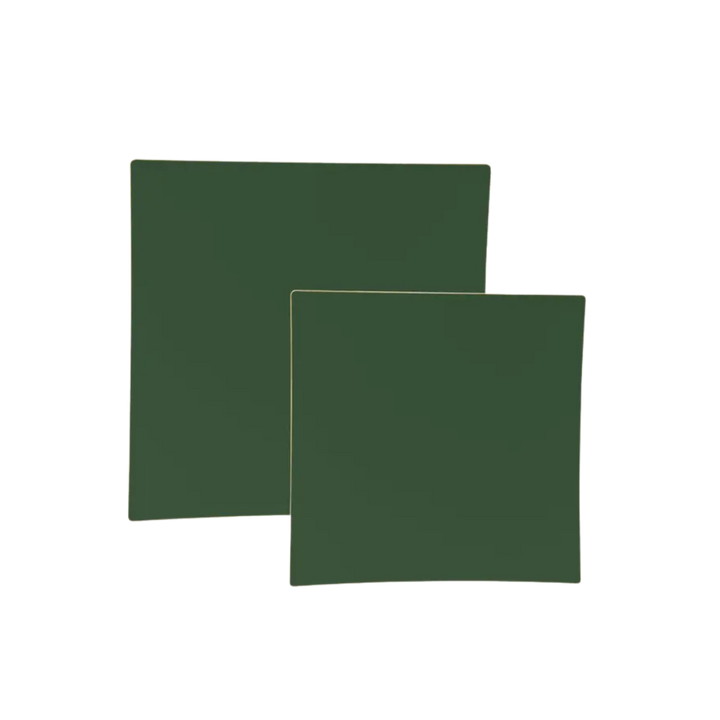 Emerald Square Coupe Gold Rimmed Plastic Plates - 2 Sizes