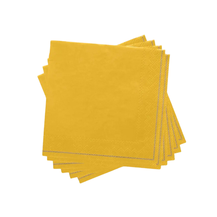 Yellow with Gold Stripe Dinner Napkins