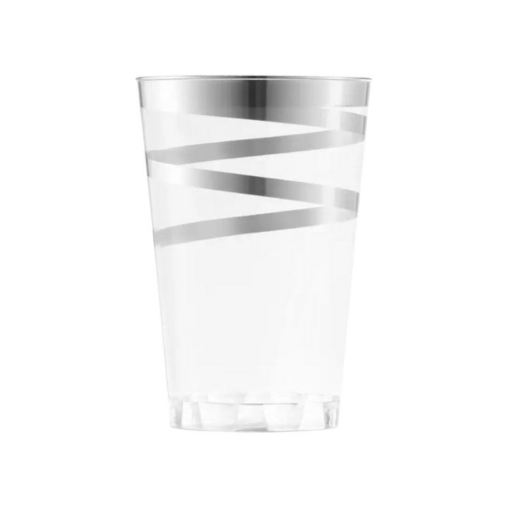 Clear with Silver Swirl Plastic Tumblers