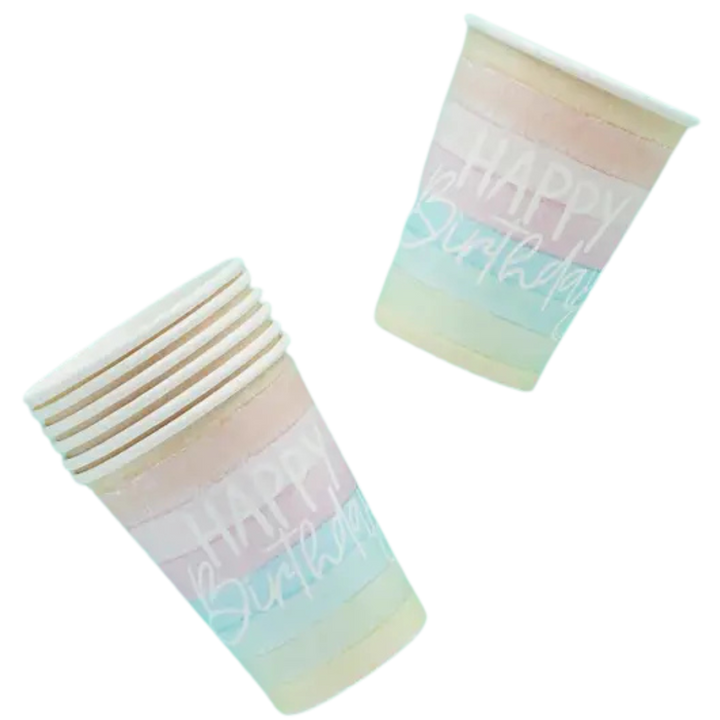 Eco Rainbow 'Happy Birthday' Cups