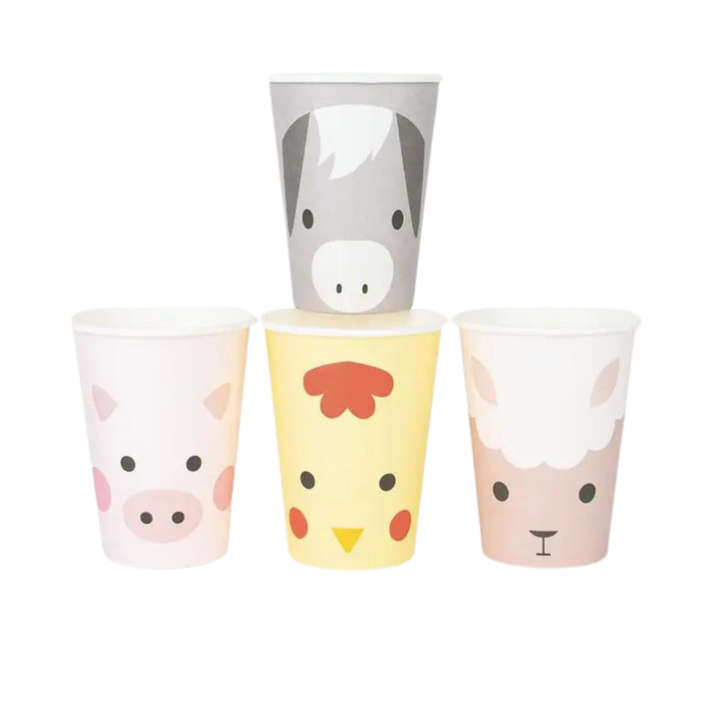 Multicolored Farm Animals Cups