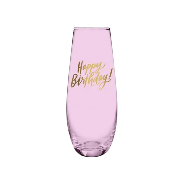 Pink "Happy Birthday" Champagne Glass