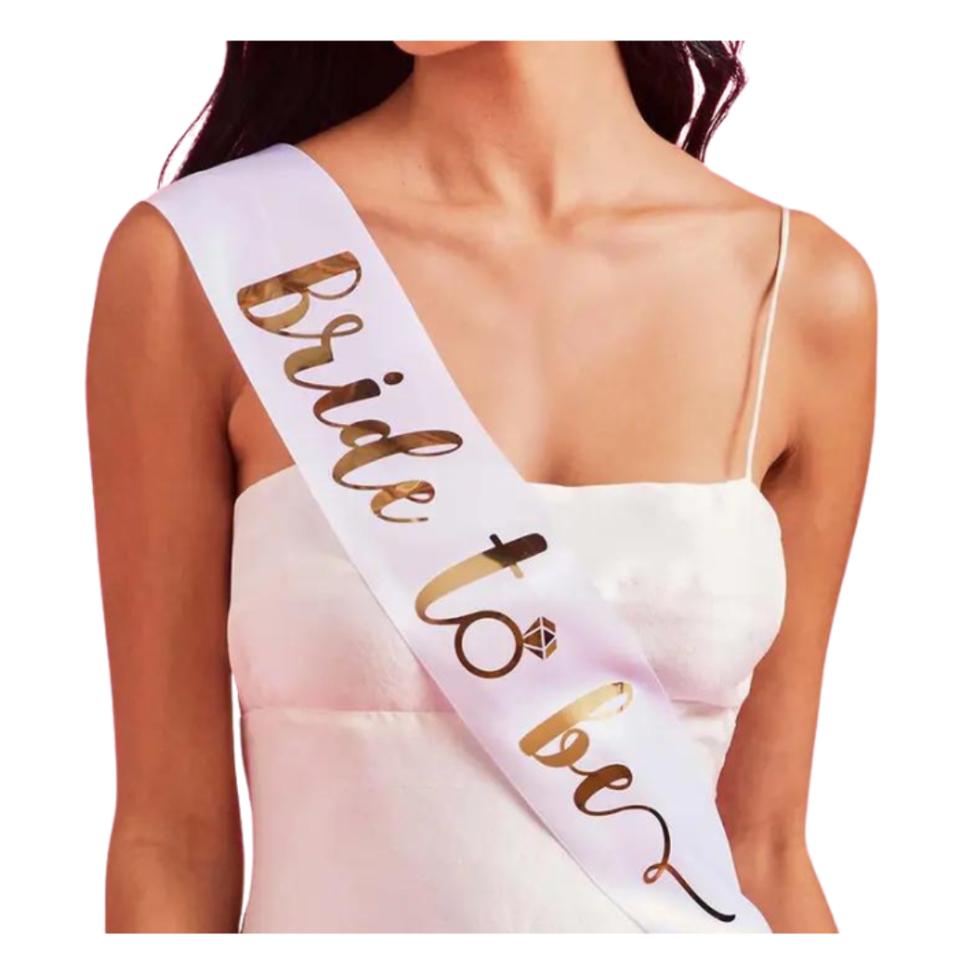 Bride to Be White and Rose Gold Bachelorette Party Sash