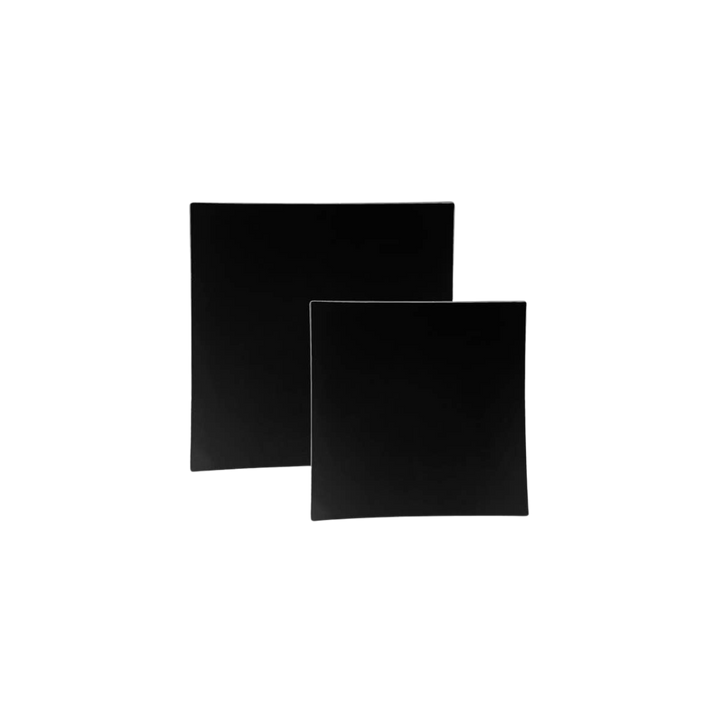 Black Square Silver Rimmed Plastic Plates - 2 Sizes