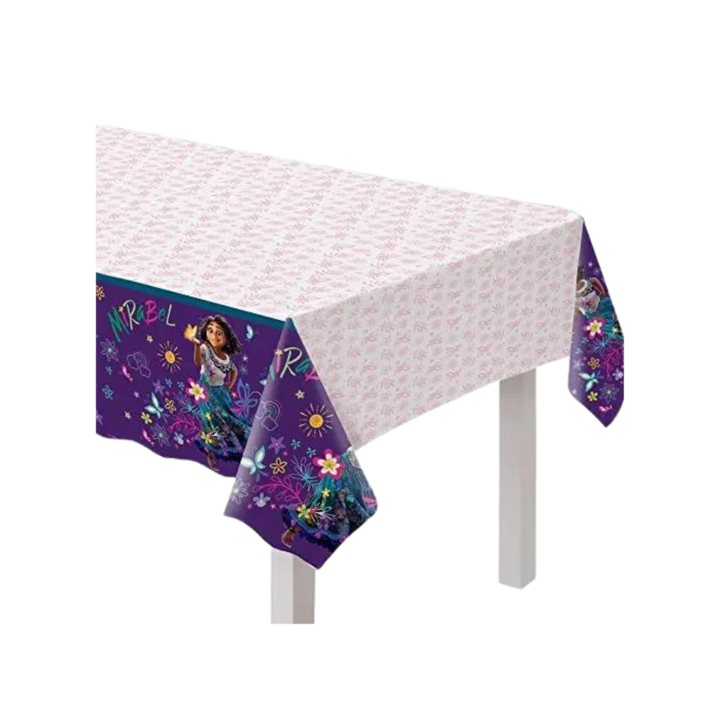 Purple and White Encanto Plastic Table Cover