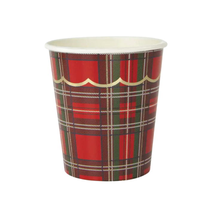 Red and Green Tartan Scallop Cups