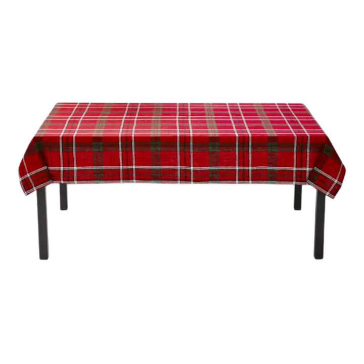 Red Holiday Plaid Cotton Tablecloth