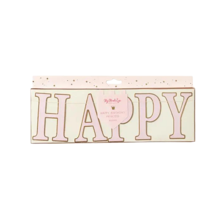 Pink and Gold Princess "Happy Birthday" Banner